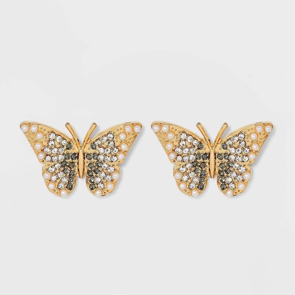 SUGARFIX by BaubleBar Crystal Wings Butterfly Stud Statement Earrings - Picture 2 of 4